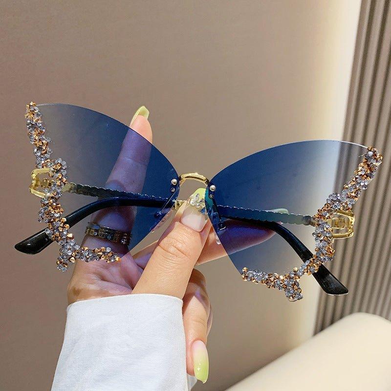 Large Frame High-end Diamond-encrusted Butterfly Anti-UV Sunglasses