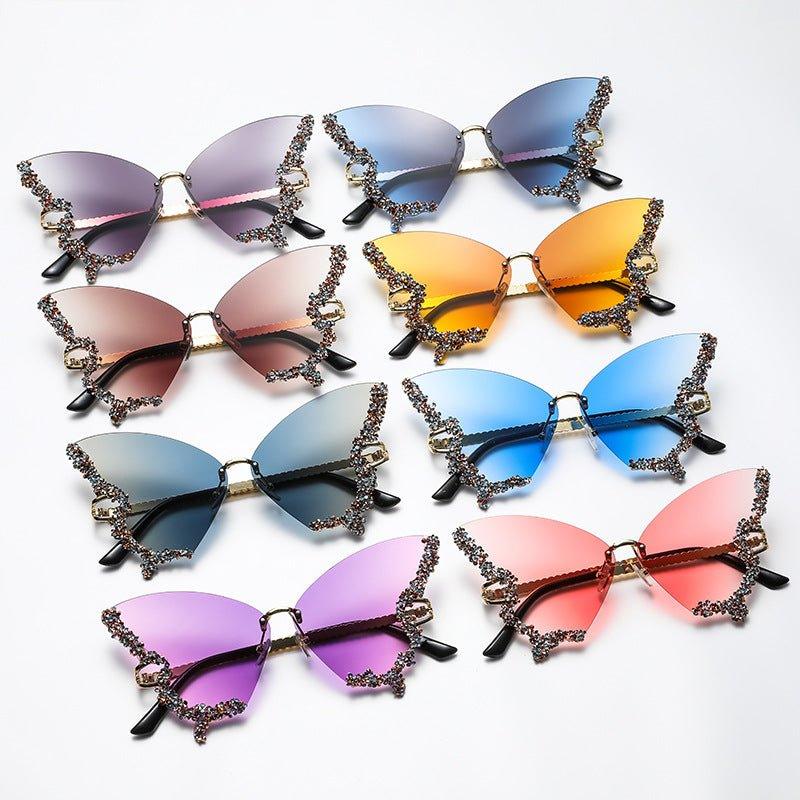 Large Frame High-end Diamond-encrusted Butterfly Anti-UV Sunglasses
