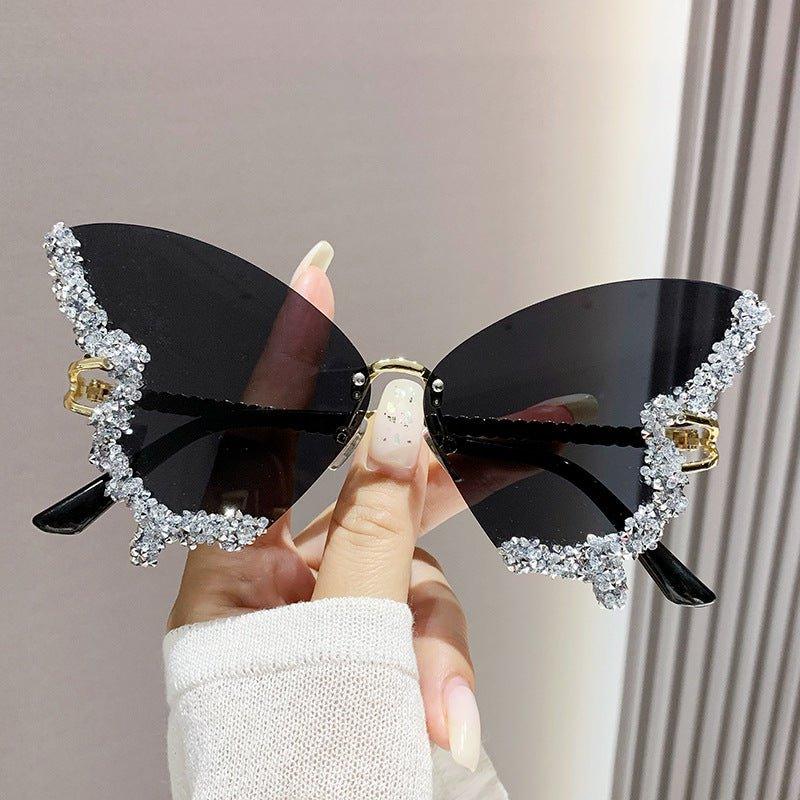 Large Frame High-end Diamond-encrusted Butterfly Anti-UV Sunglasses