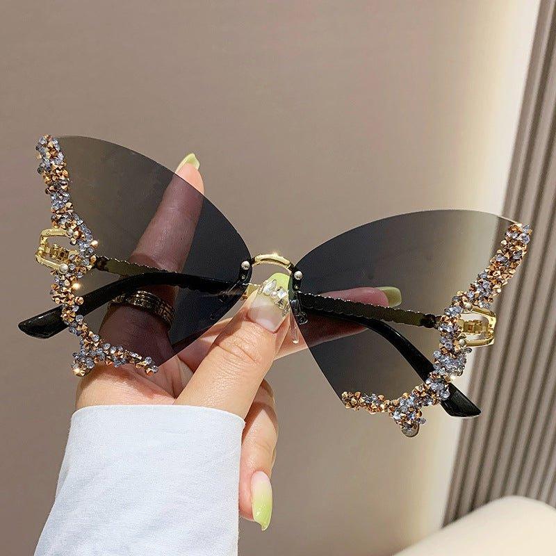 Large Frame High-end Diamond-encrusted Butterfly Anti-UV Sunglasses