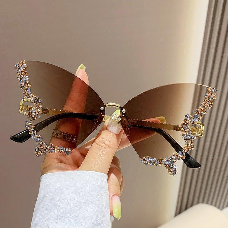 Large Frame High-end Diamond-encrusted Butterfly Anti-UV Sunglasses