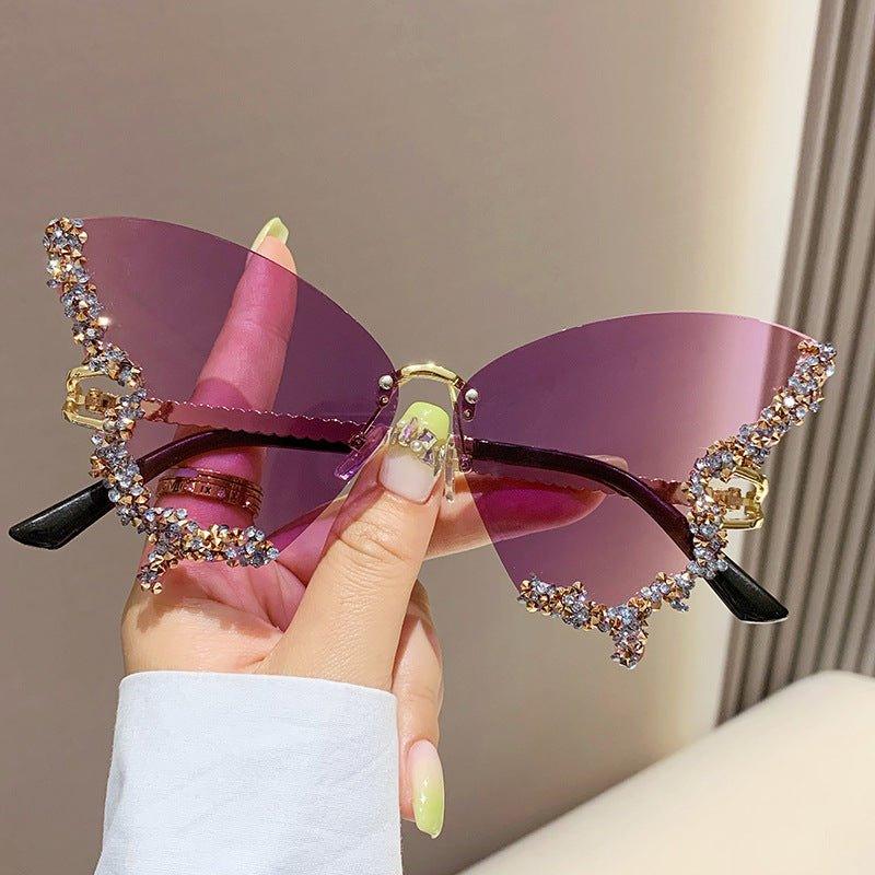 Large Frame High-end Diamond-encrusted Butterfly Anti-UV Sunglasses