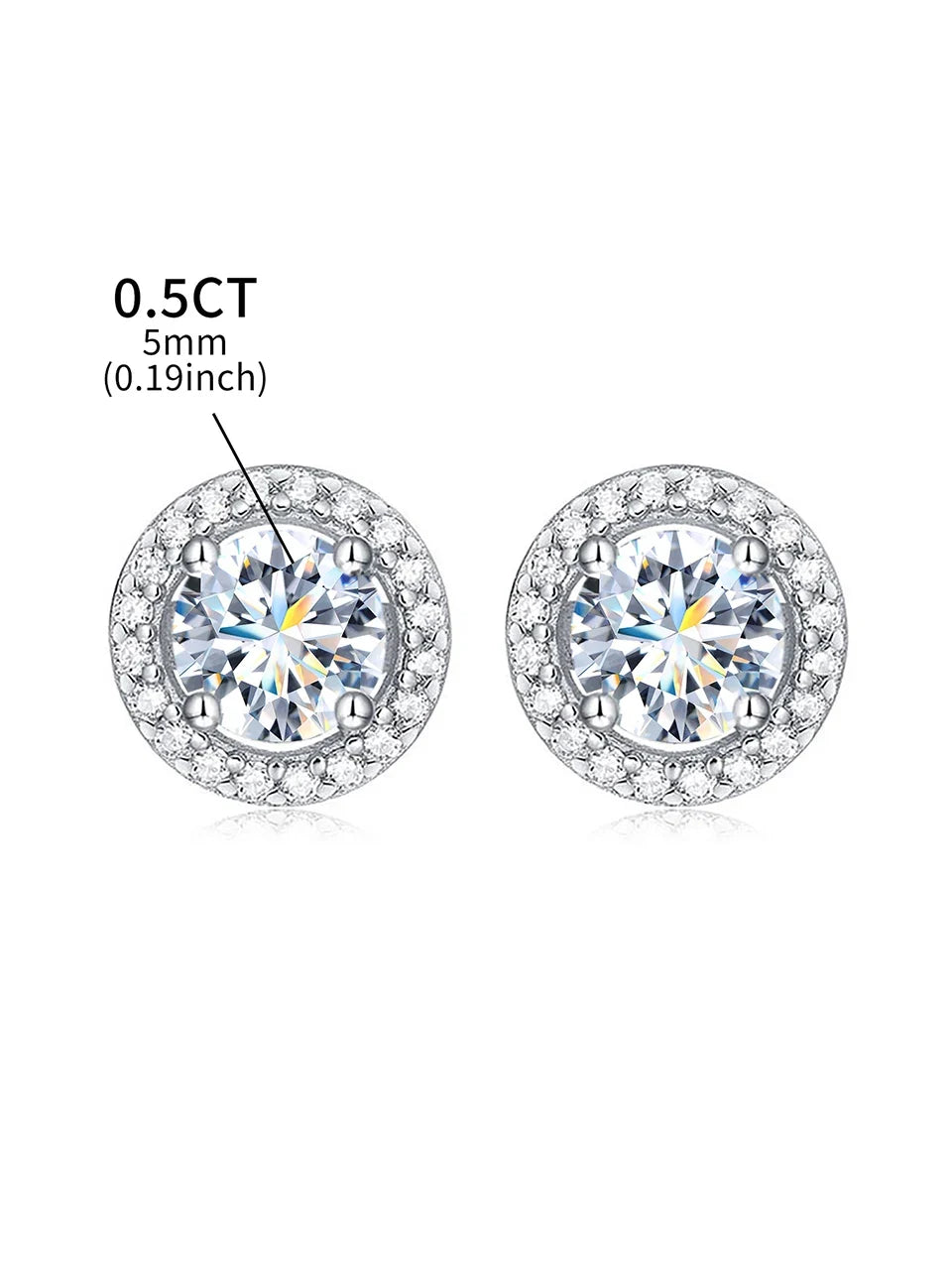 Moissanite & Sterling Silver Diamond Stud Earrings