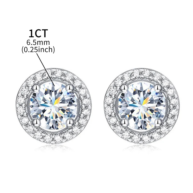 Moissanite & Sterling Silver Diamond Stud Earrings