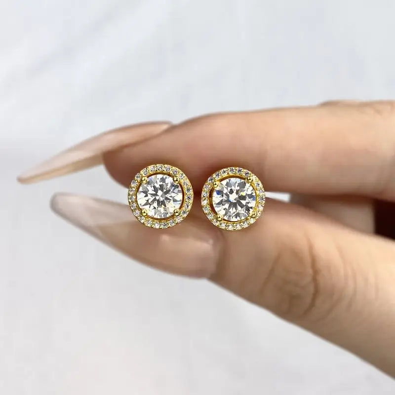 Moissanite & Sterling Silver Diamond Stud Earrings