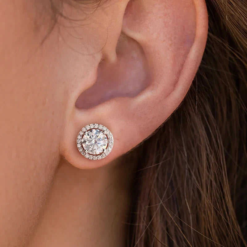 Moissanite & Sterling Silver Diamond Stud Earrings