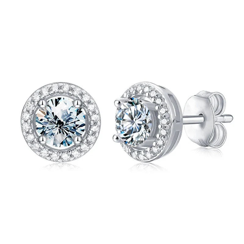 Moissanite & Sterling Silver Diamond Stud Earrings