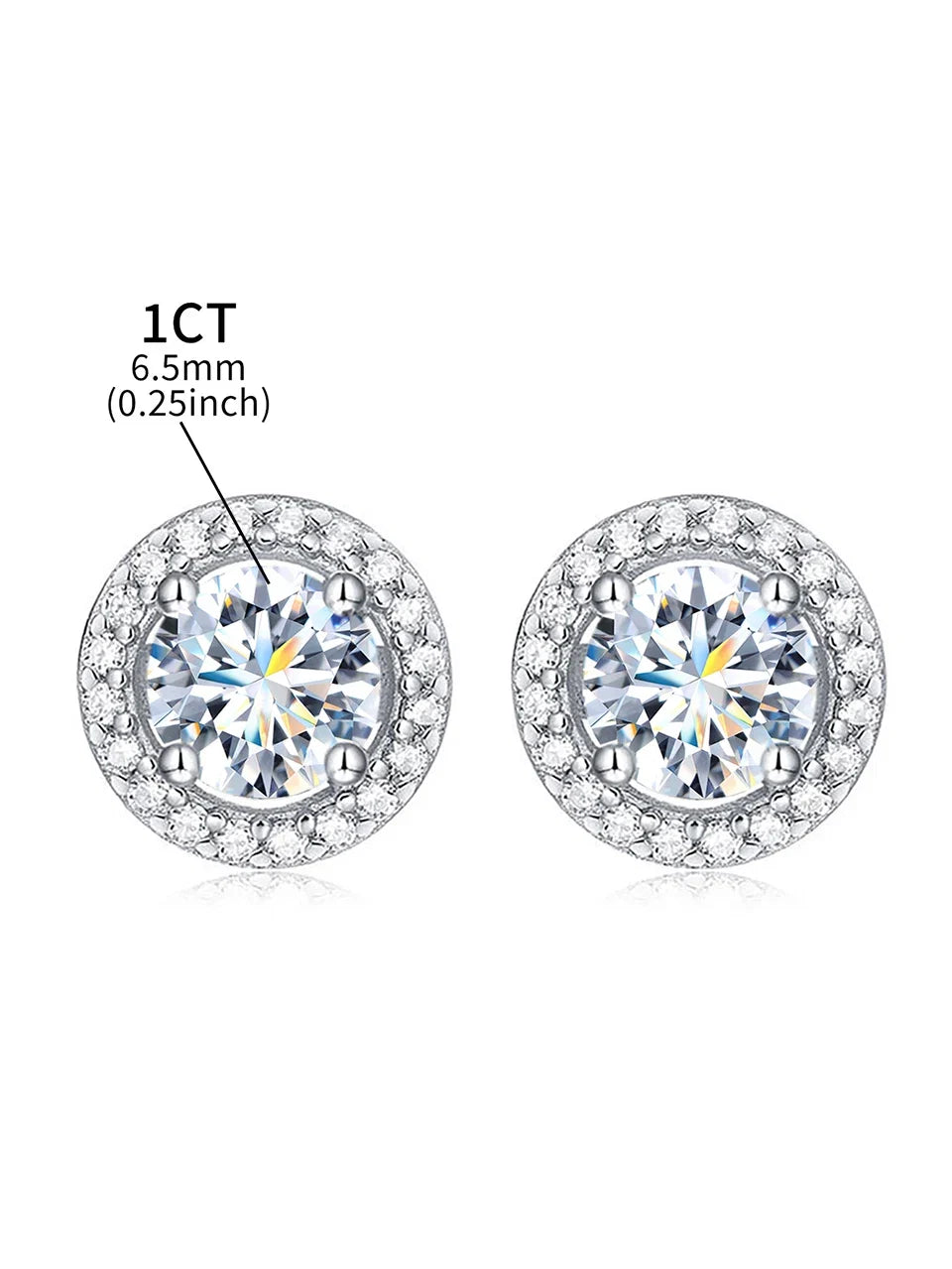 Moissanite & Sterling Silver Diamond Stud Earrings