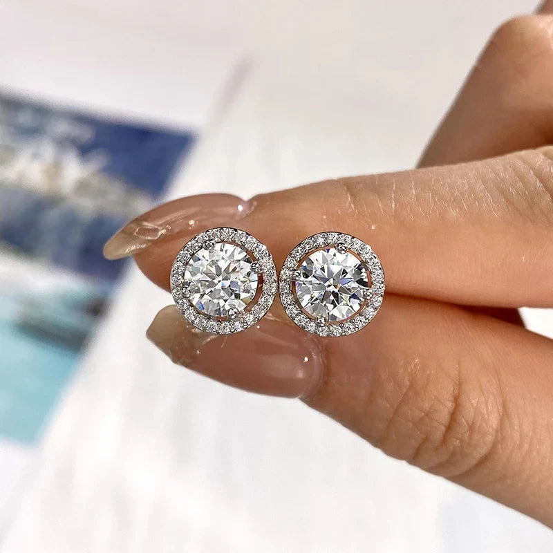Moissanite & Sterling Silver Diamond Stud Earrings