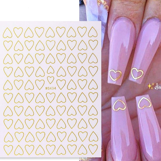 Nail Art 3D Stickers Black White Gold Love Hearts Pattern Nail Decals Manicures Nails Design Adhesive Wraps Tip Decoration Manicure Woman Decoration Nail Art Nail Ornament Self Adhesive Nail Decals Colorful Nail Sticker Jewelry Design For Nails Sliders