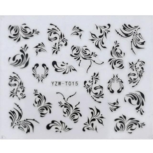 Nail Stickers for Manicure Nail Sticker Sliders For Nails Decal Self-adhesive Nails Figures Transfer Black Accessories Sliders Manicure Decoration 3D Nail Supplies Holographic Decals Transfer Sliders Nail Design Manicures Nail Self-Adhesive Sticker