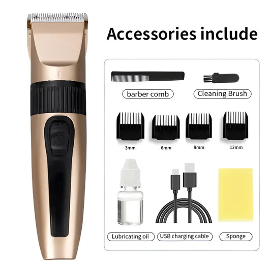 Professional Hair Clippers Cordless Gold Barber Kit