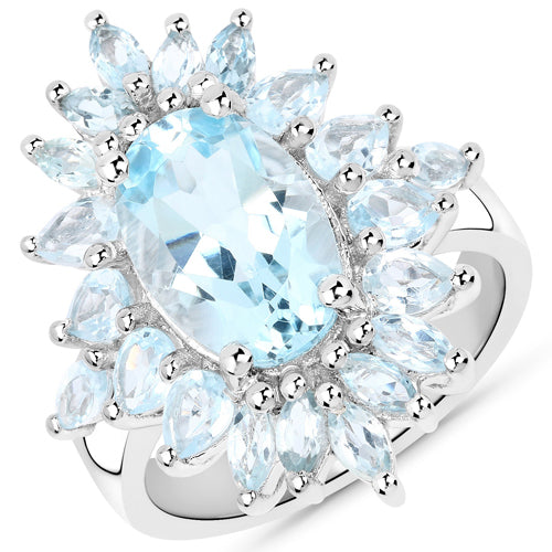 Genuine Blue Topaz & Sterling Silver 3 Piece Jewelry Set