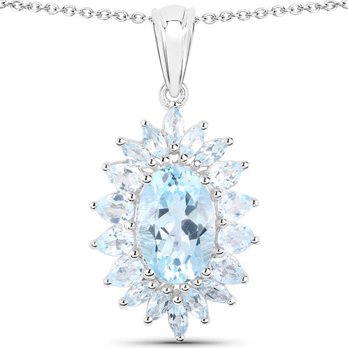 Genuine Blue Topaz & Sterling Silver 3 Piece Jewelry Set