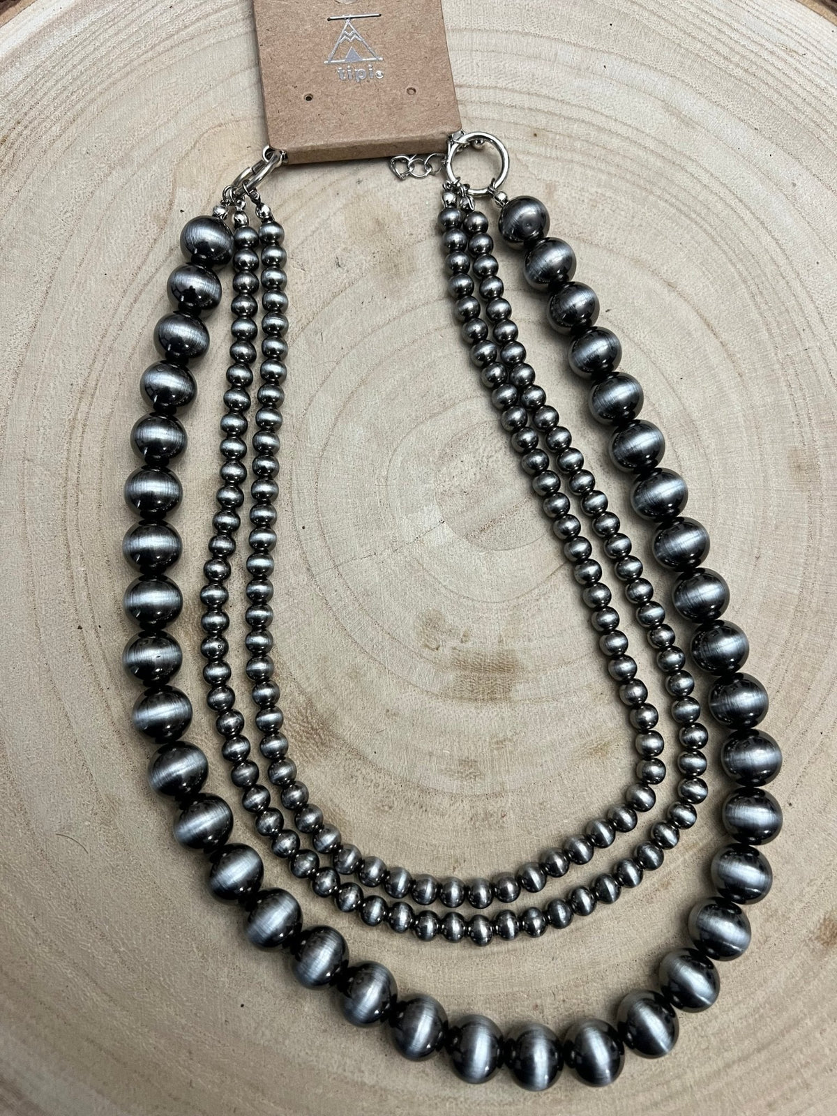 Desert Dreamer 3-Strand Western Faux Sterling Pearl Necklace