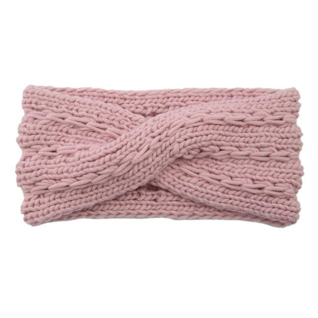 Wide Knitted Headband with Bow