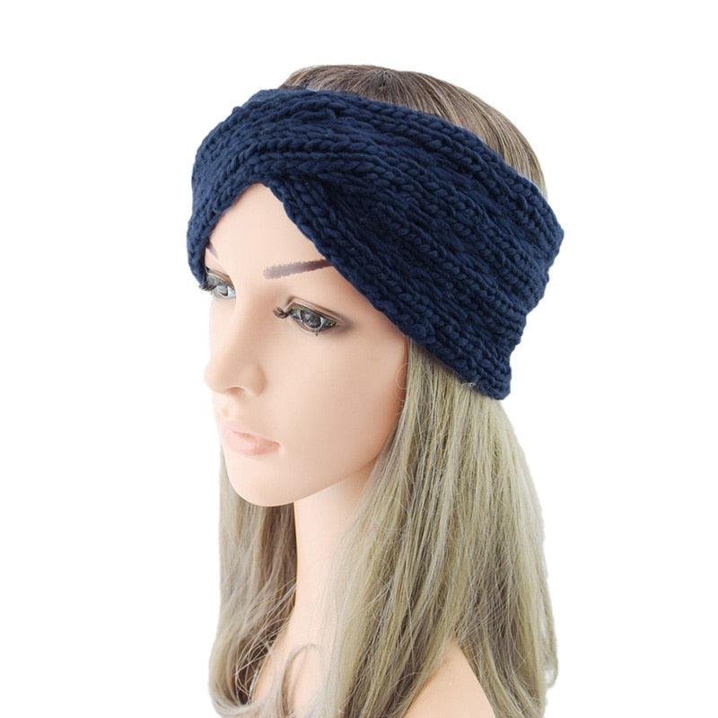 Wide Knitted Headband with Bow