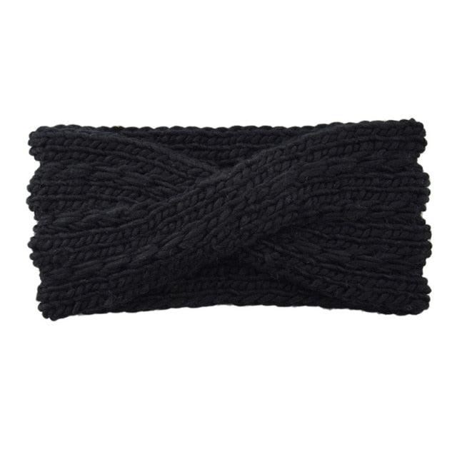 Wide Knitted Headband with Bow