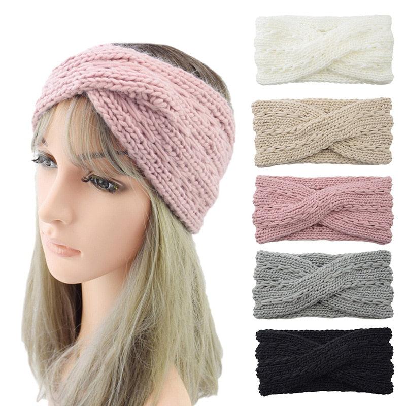 Wide Knitted Headband with Bow